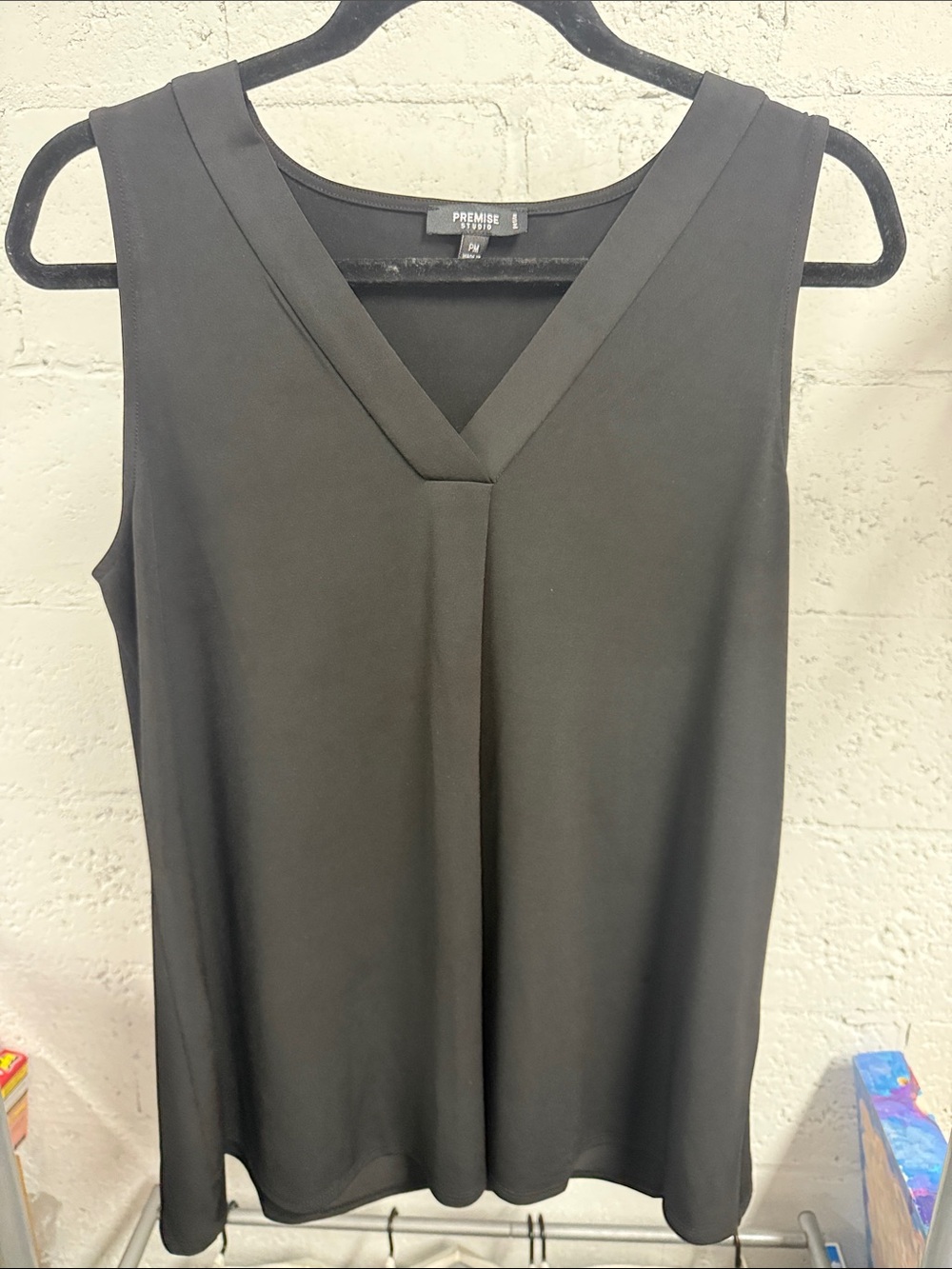 Premise Black V-Neck Sleeveless Blouse LIKE NEW Basic Must Have Black Top Size M